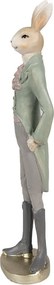 Dekorácia králik elegán v zelenom fraku - 11*8*40 cm