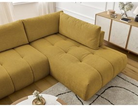 Rozkladacia/s úložným priestorom rohová pohovka v horčicovej farbe (pravý roh/do tvaru "U") Fuji – Bobochic Paris