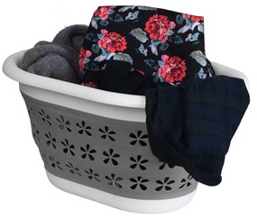 Kôš na bielizeň OVAL COMPACT sivý / biely 25 l