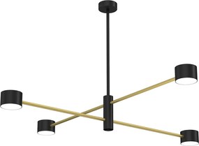 Stropné svietidlo Cross, 4x čierne kovové tienidlo, b/g, x