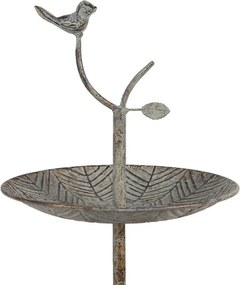 Zelenohnedý kovový dekoračný etažér s vtáčikmi Birdi - Ø 26*48 cm