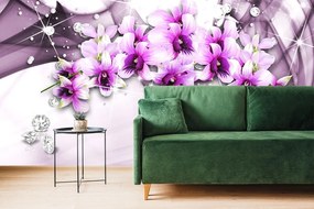 Tapeta fialové kvety na abstraktnom pozadí - 300x200