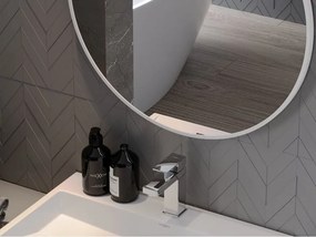 Mexen Loft kúpeľňové zrkadlo okrúhle 60 cm, biely rám - 9850-060-060-000-20
