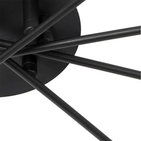 Moderné stropné svietidlo čierne 8-žiarovkové s dymovým sklom - Atény