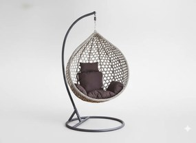 Garden Line ZÁVESNÁ STOLIČKA VEĽKOSŤ L ŠEDÁ, ŠEDÝ VANKÚŠ, TMAVOSEDÝ RÁM