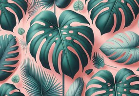 Fototapeta - Monstera na ružovom (147x102 cm)