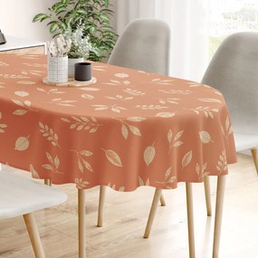 Goldea oválny obrus 100% bavlnené plátno - oranžové jesenné lístky 120 x 160 cm