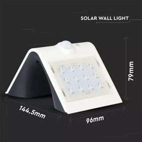 LED Solárne nástenné svietidlo so senzorom LED/1.5W/3,7V IP65 biela