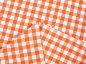 Biante Dekoračný behúň na stôl Rebeka RE-005 Oranžovo-biela kocka stredná 35x160 cm
