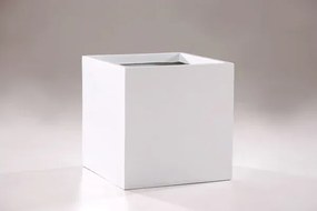 Kvetináč BLOCK, sklolaminát, 60x60x60 cm, biely mat