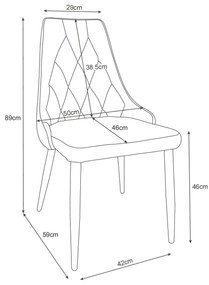 Sametová čalouněná prošívaná židle Eliza černá