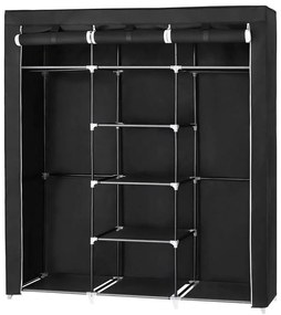 Úložná textilná skriňa s policami a vešiakovou tyčou MATIS 150x175 cm čierna