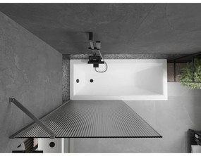 Mexen Next, 1-krídlová vaňová zástena 90 x 150 cm, 6mm sklo Ribs, brúsená grafitová, 895-090-000-00-09-66