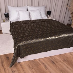 Biante Zamatový prehoz na posteľ Isabela IBL-012 Rose Gold trojuholníky na hnedom 140x200 cm