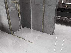 Mexen Velar L, sprchový kút s posuvnými dverami 100 x 80 cm, 8mm číre sklo, zlatá lesklá, 871-100-080-03-50