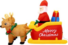 Nafukovací Santa Claus na saniach so sobmi 212 cm