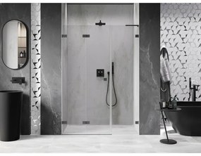 Mexen Lunar-F, L skladacie ľavé sprchové dvere 145 cm, 8mm číre sklo, grafitový profil, 836SL-145-050-95-00-L