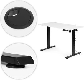 Elektrický nastaviteľný stôl 120 x 60 cm, nastaviteľná výška 72-117 cm, biely