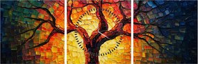 Obraz - Strom života v mozaike (s hodinami) (90x30 cm)