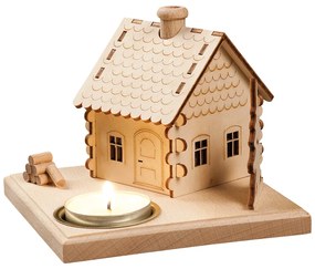 Vianočná dekorácia svietnik domček, 11,5 × 11,5 × 10 cm