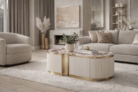 Konferenční stolek Stilig ST914B 122 cm mramor/krémový/zlatý