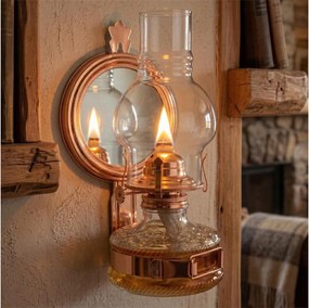 Brilagi - Petrolejová lampa so zrkadlom MERLIN medená/patina