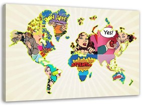 Obraz na plátně Mapa světa pop-artu - 100x70 cm