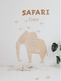 Drevená nástenná dekorácia Slon – safari v detskej izby S