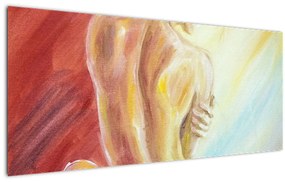 Obraz odpočívajúce ženy, olejomaľba (120x50 cm)