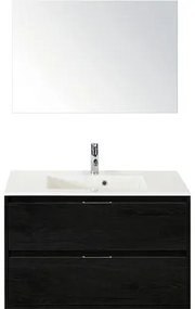 Kúpeľňová zostava Sanox Porto mramor zrkadlo 120 cm 2 zásuvky dub čierny