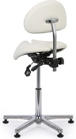 Pracovná stolička s operadlom ARDO, sedák v tvare sedla, s klzákmi, biela