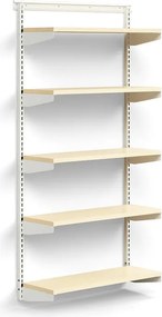 Nástenný regál RELY, základná sekcia, laminátové police, 1800x900x300 mm, biela/buk