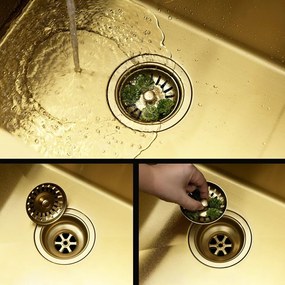 Rea Leo, 1-komorový oceľový drez 500x450x185 mm, zlatá matná, ZLE-06004