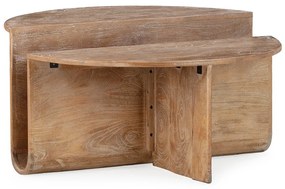 Tmavo prírodný okrúhly konferenčný stolík z mangového dreva ø 80 cm Divya – MOME