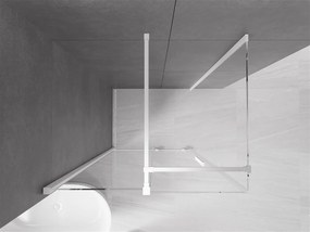 Mexen Velar, sprchový kút s posuvnými dverami 90(dvere) x 70(stena) cm, 8mm číre sklo, biela, 871-090-070-01-20