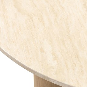 Jídelní stůl Rimley 130 cm z masivu jasan/travertin