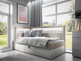 Kontinentálna jednolôžková posteľ Junior Ribezo 3, Strana: ľavá, Rozmer postele: 100x200, Dostupné poťahy: ekokoža Soft 017 (biela) + Fresh 01