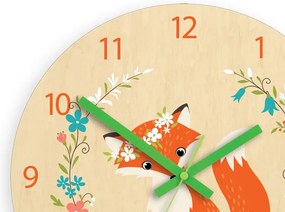 Dětské nástěnné hodiny Ami Liška s květy 30 cm vícebarevné
