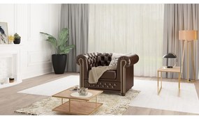 Tmavohnedé kreslo z imitácie kože York - Ropez