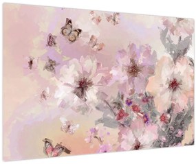 Obraz - Umelecká koláž s motýľmi (90x60 cm)