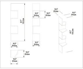 Rohová nástenná polica DESALDO 155,2x29,6 cm biela