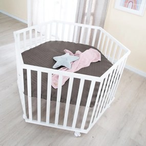 Biela detská ohrádka s nastaviteľnou výškou/na kolieskach – Roba