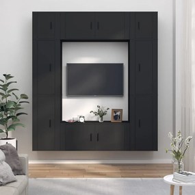 8-dielna súprava TV skriniek čierna spracované drevo 3188639