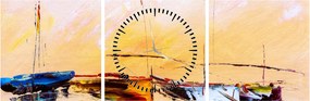 Obraz - Maľba loďou (s hodinami) (90x30 cm)