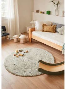 Svetlozelený prateľný ručne tkaný bavlnený detský koberec ø140 cm Round Dot Blue Sage – Lorena Canals