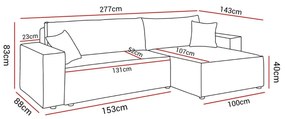 ROHOVÁ SEDAČKA TERRY XL 277 x 143 POSO 60