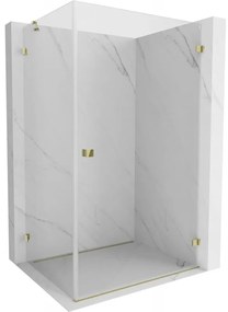 Mexen Lunar-B, pravostranný výklopný sprchový kút 100 x 70 cm, 8mm číre sklo, zlatý profil, 832-100-070-50-00-P