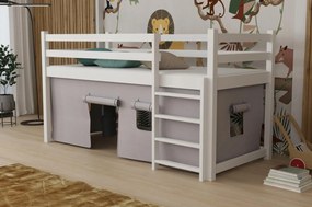 Detská vyvýšená posteľ z masívu borovice PORTO - 200x90 cm - biela