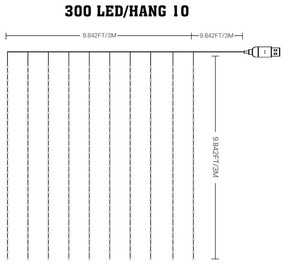 LED svetelný záves Wizard, 3x3m, RGB, ovládač
