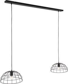 Priemyselné závesné svietidlo čierne 2-svetlá - Hanze